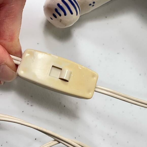 Vintage French Floral Painted Table Lamp R Delarue Cottage Prairie Boho Country - Picture 11 of 12